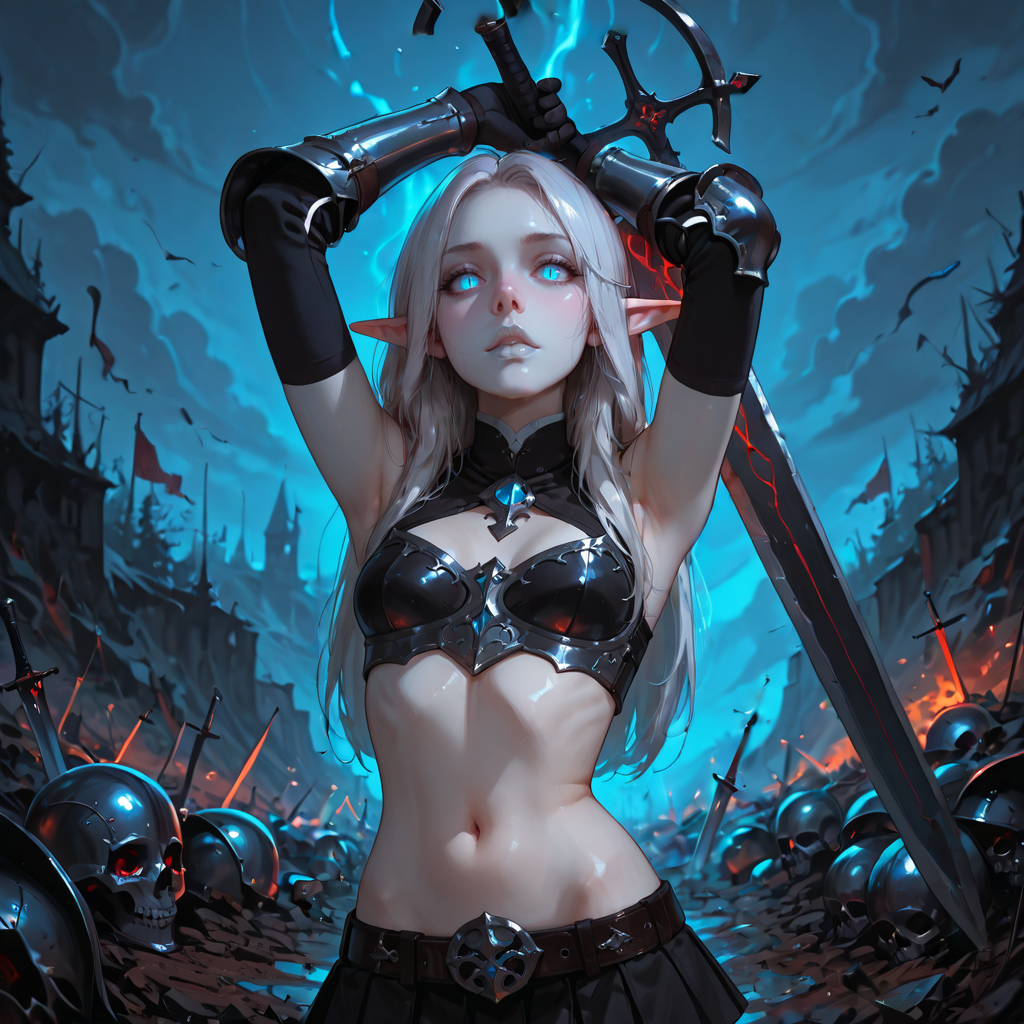 Ithryn looking lost with cyan glowing eyes